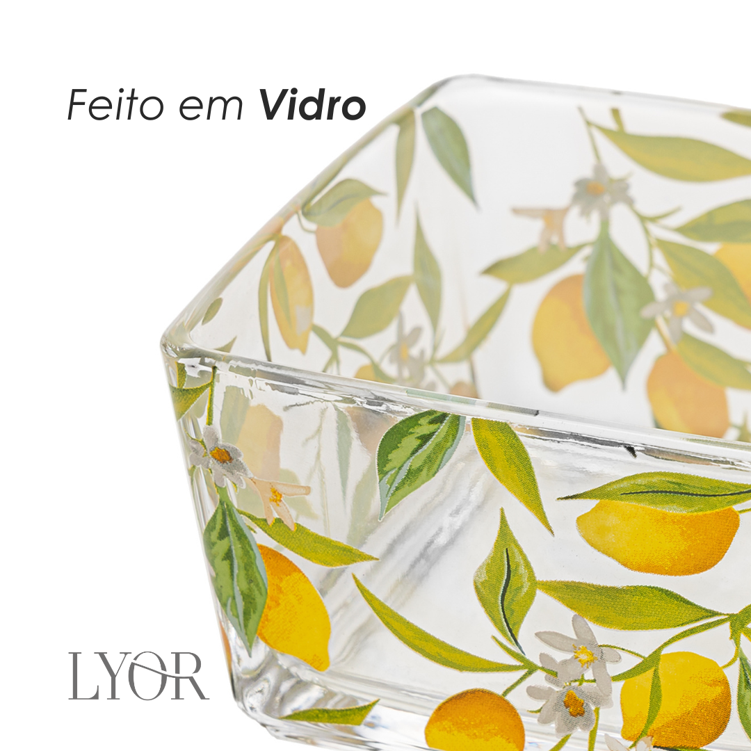 Conjunto 3 Peças Petisqueira Quadrada com Colher e Suporte Siciliano 12cm x 10cm x 6,6cm Vidro Lyor