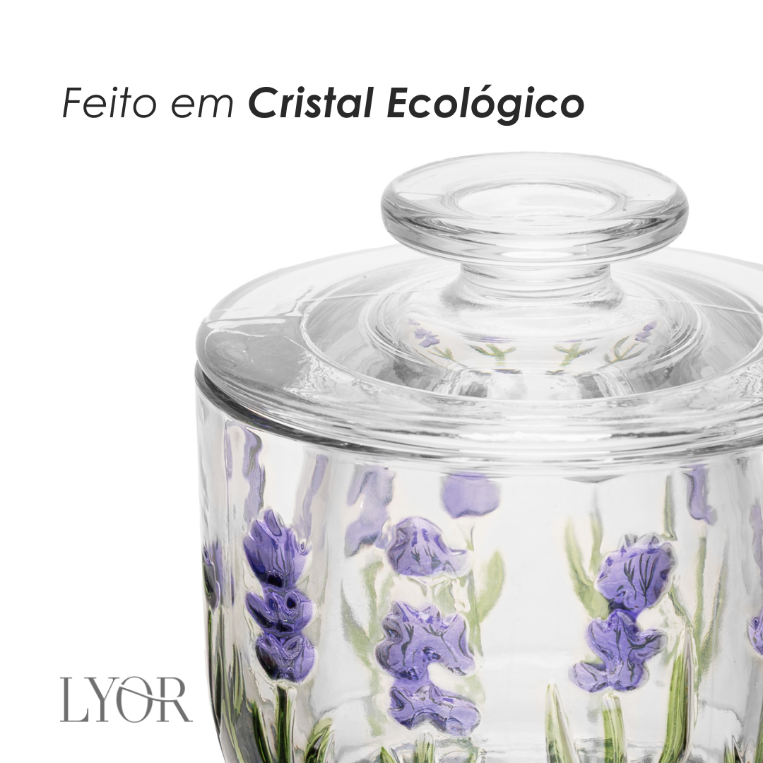 Manteigueira Francesa Lavanda Hand Painting 9,40cm x 9,8cm Cristal Ecológico - Lyor