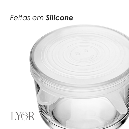 Conjunto 6 Tampas Redondas Flexíveis 20cm x 2cm Silicone - Lyor