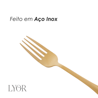 Conjunto 6 Garfos para Mesa de Aço Inox Positano Dourado 20cm - Lyor