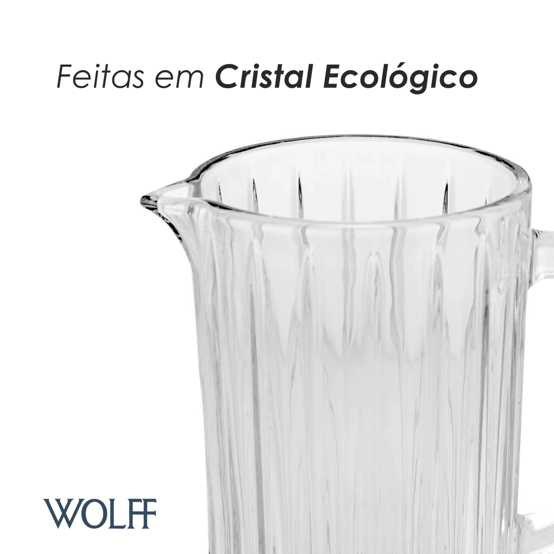 Conjunto 7 Peças Jarra com 6 Copos de Cristal Ecológico Bangkok 1,45L/300ml - Wolff