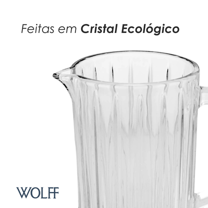 Conjunto 7 Peças Jarra com 6 Copos de Cristal Ecológico Bangkok 1,45L/300ml - Wolff