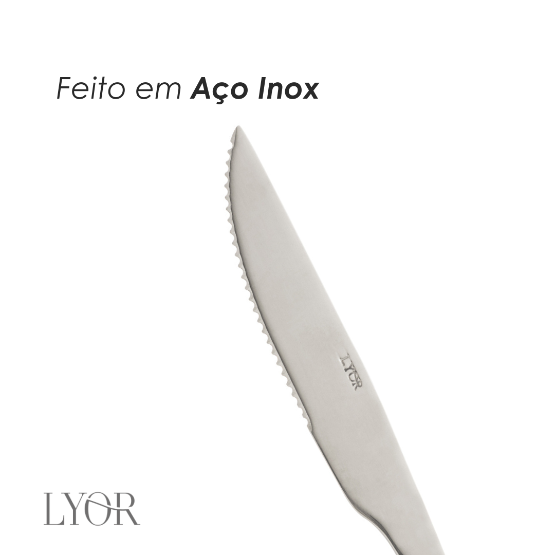 Conjunto 6 Facas de Churrasco de Aço Inox Positano 23cm - Lyor