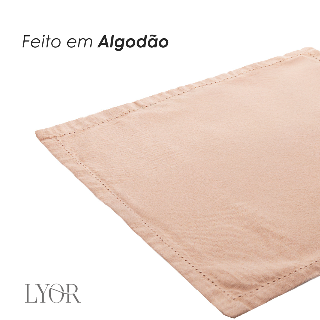 Conjunto 4 Guardanapos Momentos 40cm x 40cm Creme Algodão - Lyor