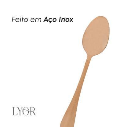 Faqueiro 24 Peças de Aço Inox Positano Rosé Lyor