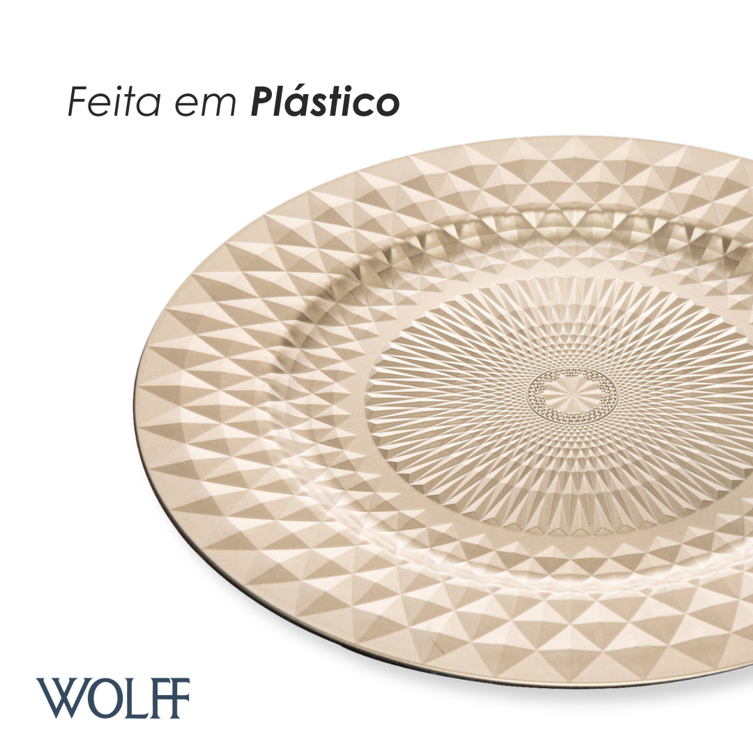 Sousplat Roman 33cm Dourado Plástico - Wolff