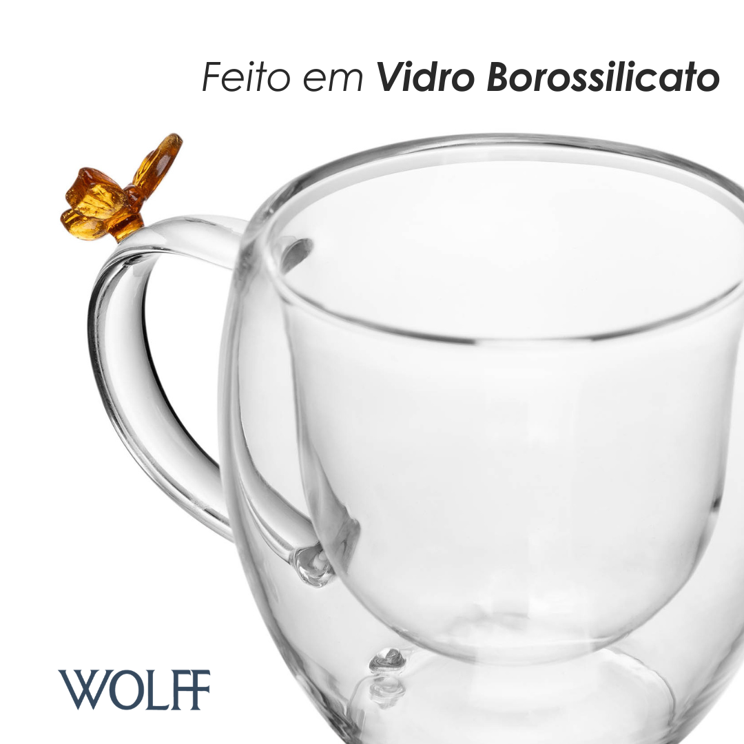 Conjunto 2 Xícaras de Chá Sun Garden 180ml Vidro Borossilicato - Wolff