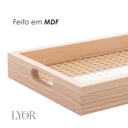 Bandeja Retangular de Mdf com Fundo Treliça 31,5cm x 4cm x 21,5cm - Lyor