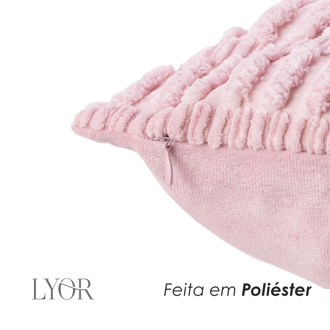 Capa para Almofada Carinho 45cm x 45cm Rosa Poliéster - Lyor