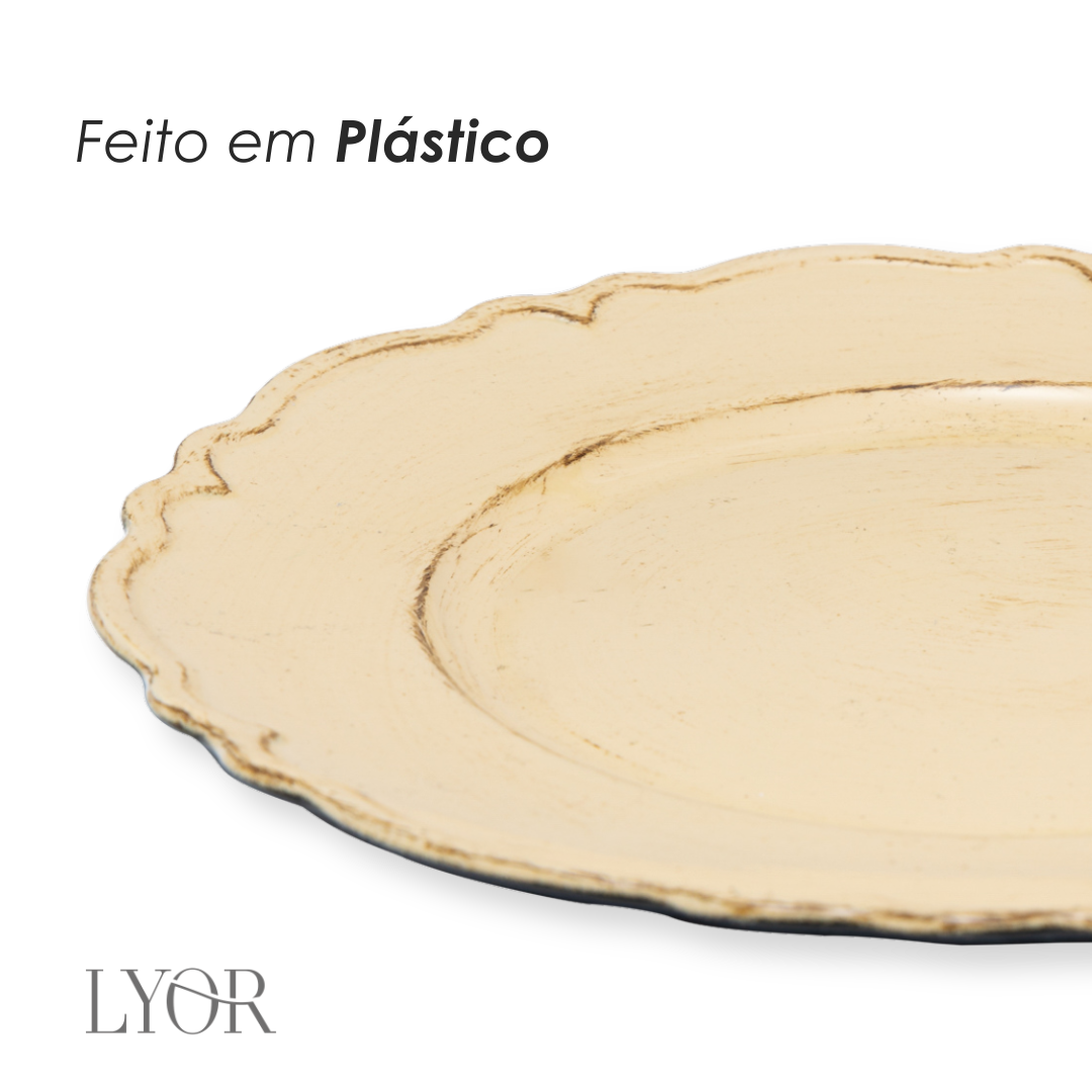 Sousplat Patinado de Plástico Moon Bege - Lyor