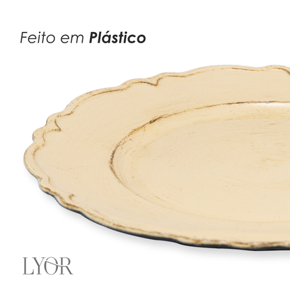 Sousplat Patinado de Plástico Moon Bege - Lyor