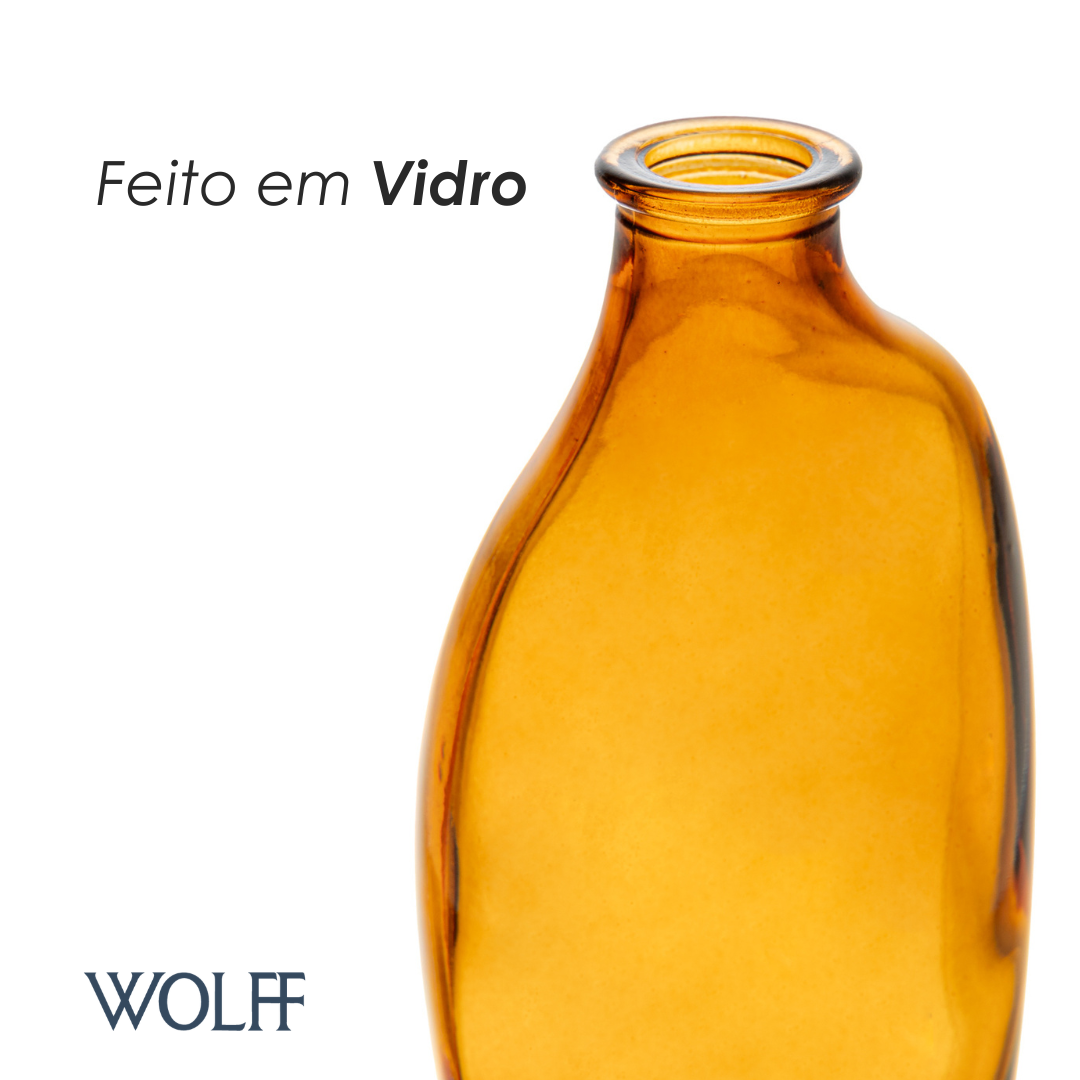 Vaso Organics 7cm x 15cm x 5,5cm Âmbar Vidro - Wolff