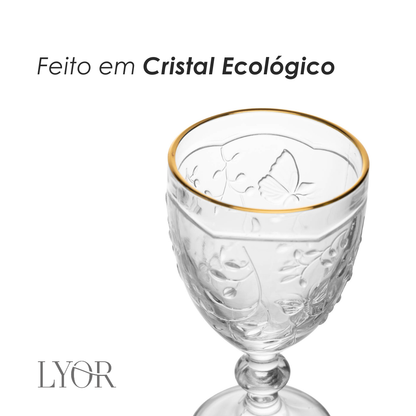 Taça de Água New Butterfly com Fio de Ouro 320ml Cristal Ecológico - Lyor