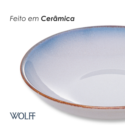 Prato Fundo Amazônia 23cm Azul Cerâmica - Wolff