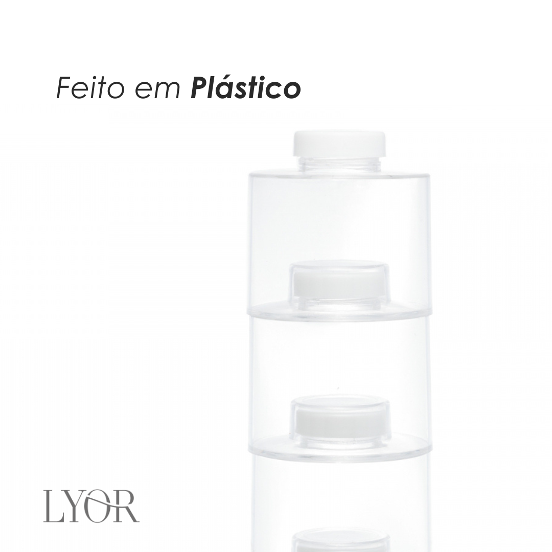 Conjunto 6 Porta Temperos Empilháveis de Plástico com Tampa My Box Branco - Lyor