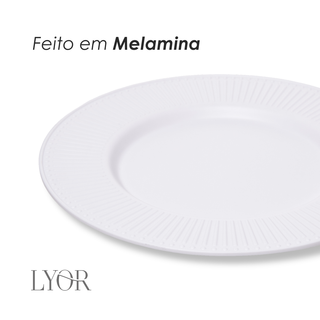 Prato para Sobremesa Aveline 20cm Branco Melamina - Lyor