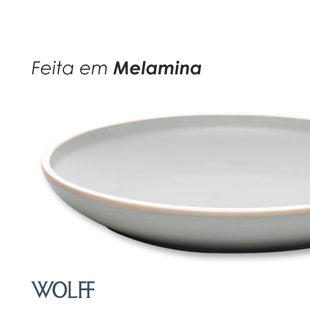 Prato Raso de Melamina Class Cinza 27cm - Wolff