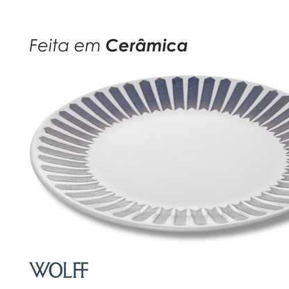 Prato para Sobremesa Mediterrâneo 20cm Azul Cerâmica - Wolff