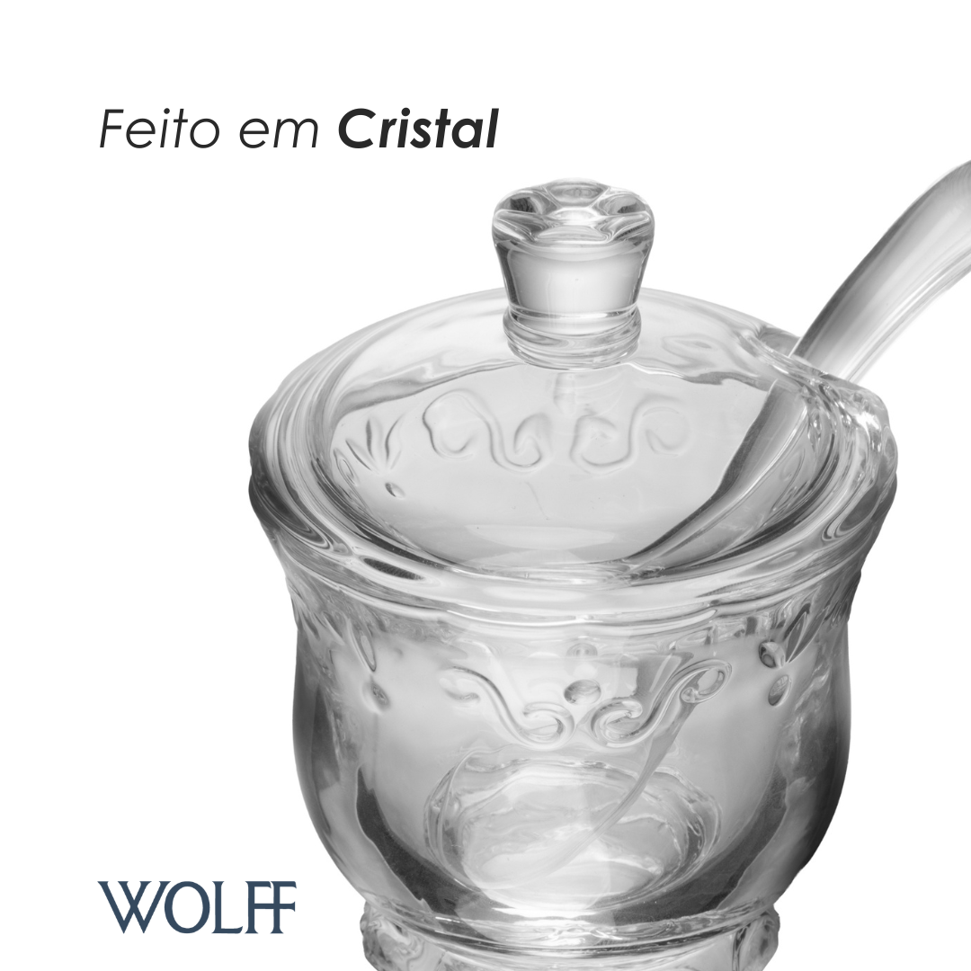 Açucareiro com Tampa e Colher Serena 180ml Cristal - Wolff