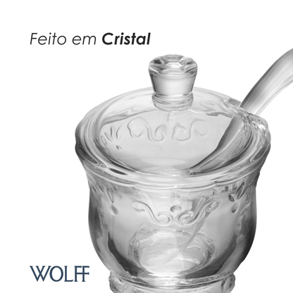 Açucareiro com Tampa e Colher Serena 180ml Cristal - Wolff