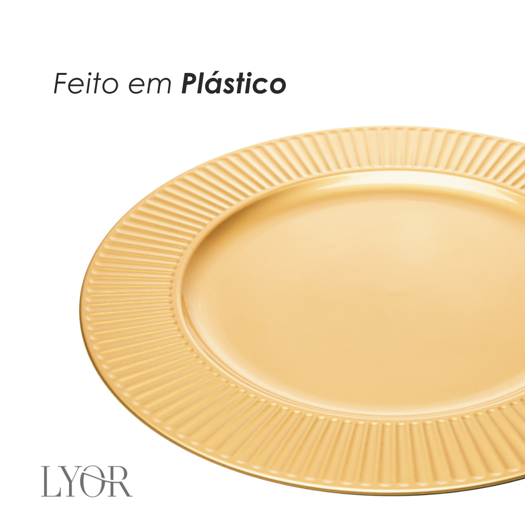 Sousplat Premier 33cm Dourado Plástico - Lyor