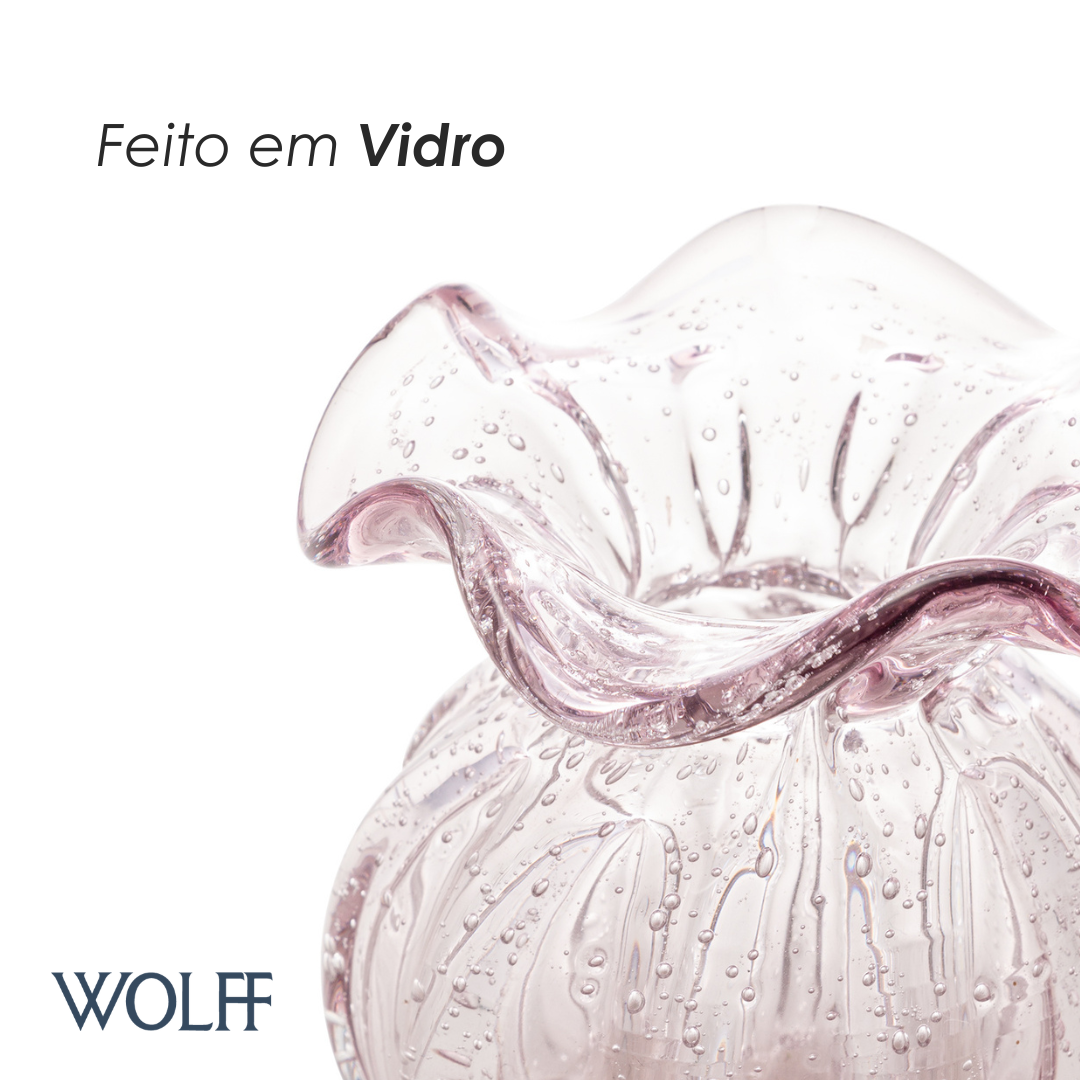 Vaso de Vidro Italy Rosa Claro 10cm x 11cm - Wolff