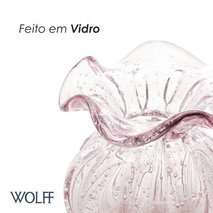 Vaso de Vidro Italy Rosa Claro 10cm x 11cm - Wolff