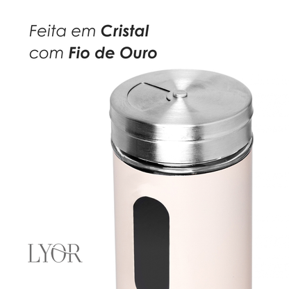 Porta Temperos com Revestimento Metálico 95ml Bege Vidro - Lyor