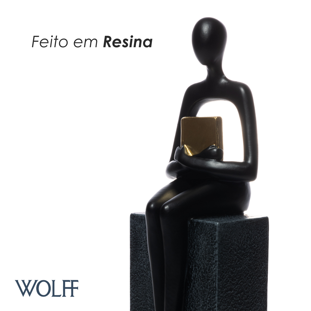Figura Decorativa de Resina Educação 8,5cm x 9,5cm x 28cm - Wolff