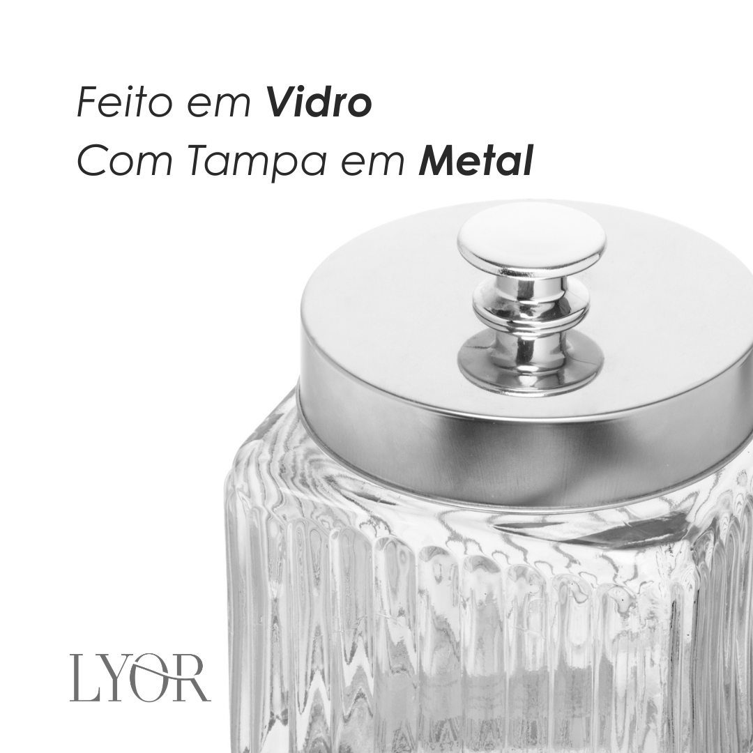 Pote de Vidro com Tampa de Metal Vegas 850ml - Lyor