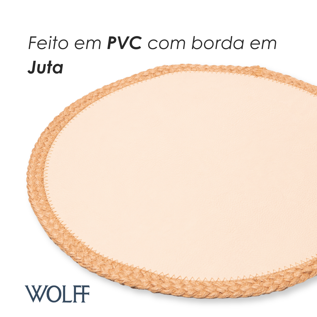 Jogo Americano com Borda Juta 38cm Off White PVC  - Wolff