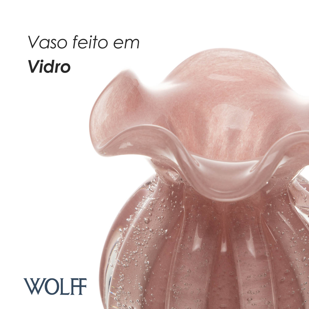 Vaso Italy 10cm x 11cm Rosa Leitoso Vidro - Wolff