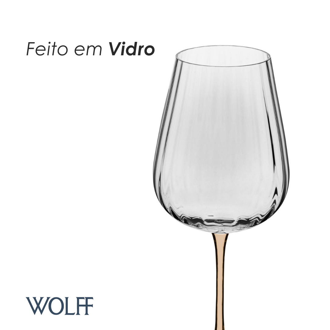 Conjunto 2 Taças de Vinho De Vidro Com Haste Âmbar Classic 560Ml - Wolff