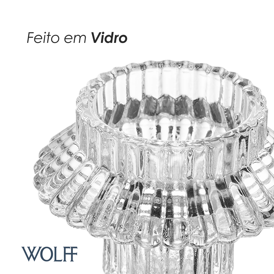 Conjunto 2 Porta Velas Lines 8cm x 8cm x 5,5cm Vidro – Wolff