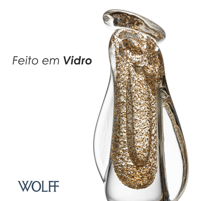 Figura Decorativa Nossa Senhora 12cm x 7cm x 21cm Transparente e Dourado Vidro - Wolff