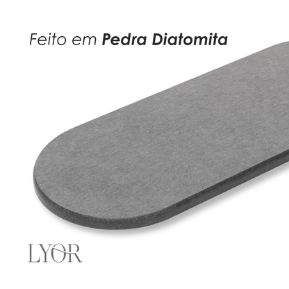Bandeja Oval Absorvente para Pia 28cm x 11cm Cinza Escuro Pedra Diatomita - Lyor