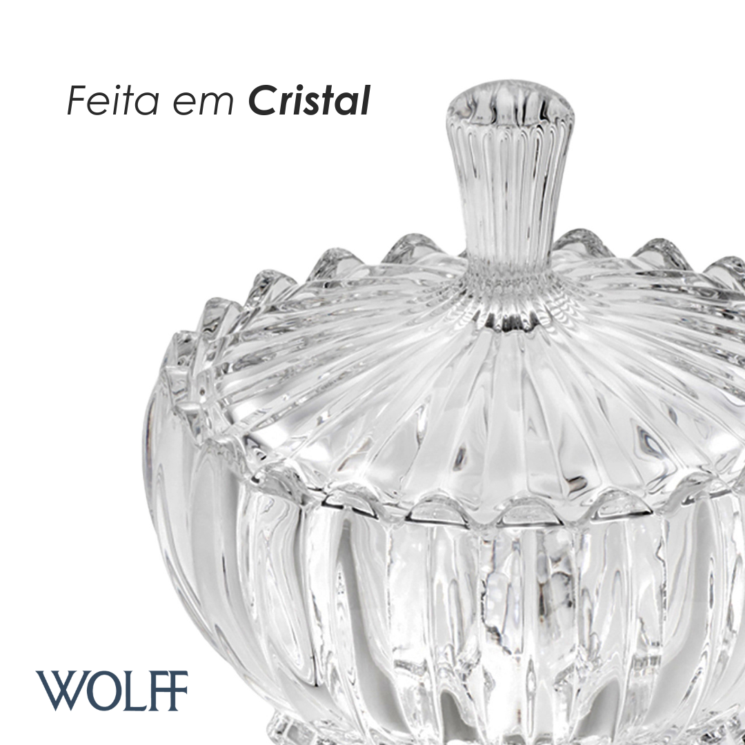 Potiche Decorativo de Cristal com Tampa Geneva 11cm x 11cm - Wolff