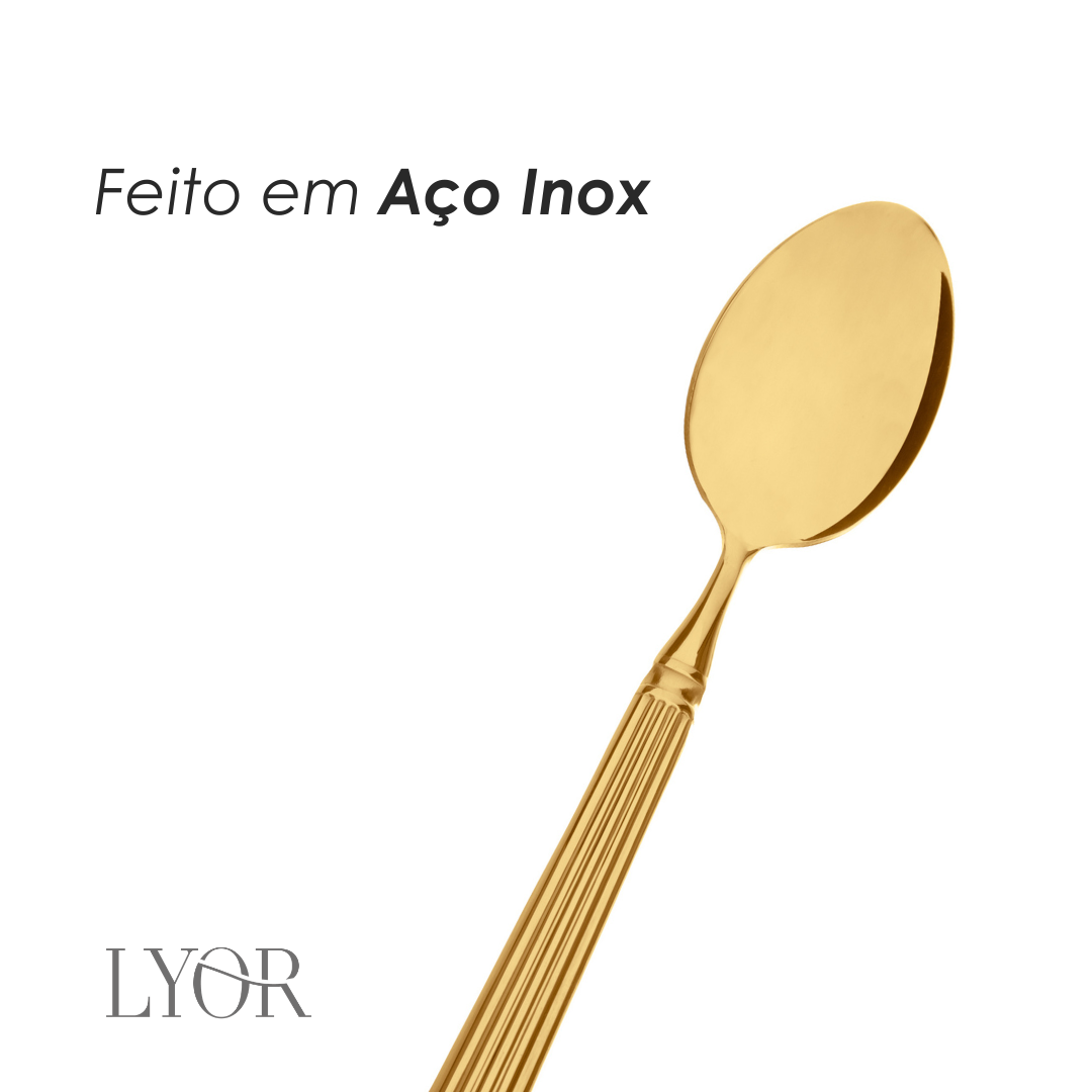 Faqueiro 30 Peças Grécia Dourado Aço Inox - Lyor