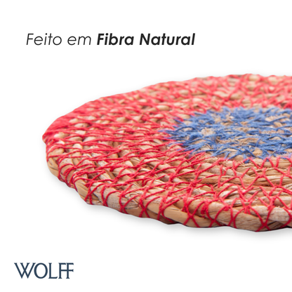 Conjunto 4 Porta Copos de Fibra Natural Colorido 10cm - Wolff
