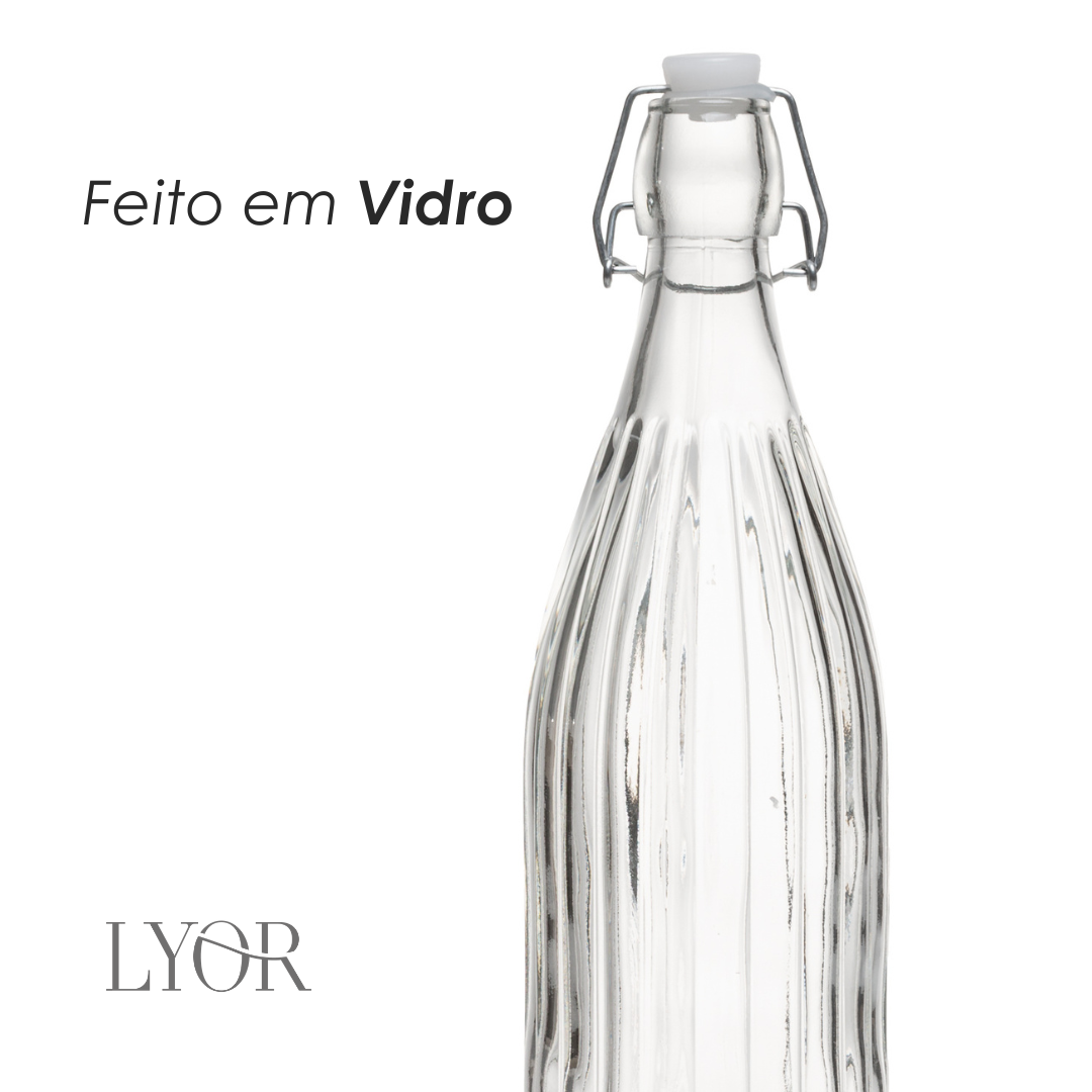 Garrafa com Tampa Hermética Aura 1L Vidro - Lyor