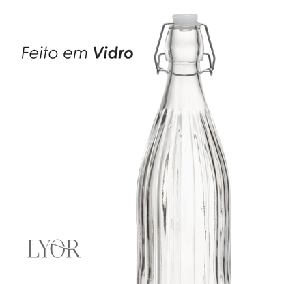 Garrafa com Tampa Hermética Aura 1L Vidro - Lyor