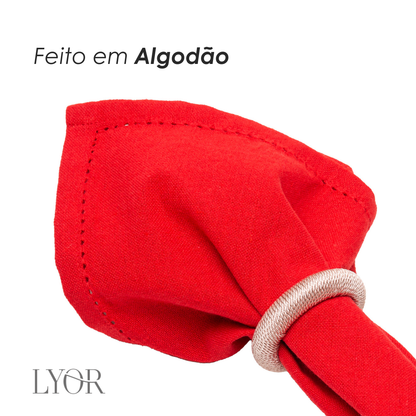 Conjunto 4 Guardanapos Momentos 40cm x 40cm Vermelho Algodão - Lyor