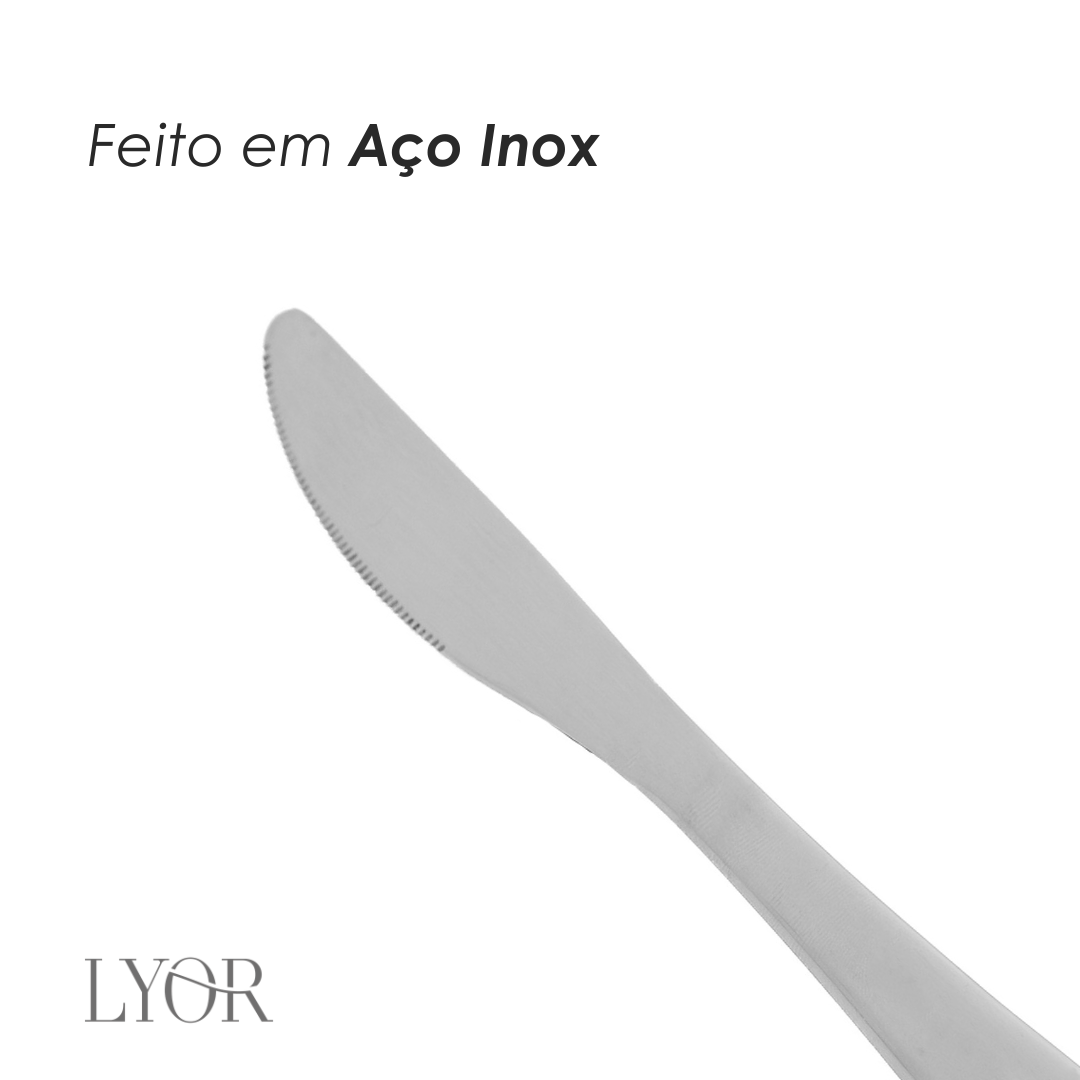 Conjunto 6 Facas para Sobremesa de Aço Inox Positano 16cm - Lyor