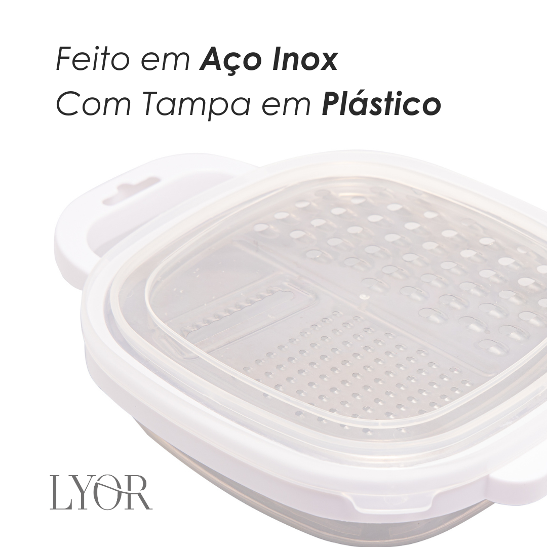 Ralador 2 em 1 Inox com Pote Coletor de Alimentos e Tampa em Plástico - Lyor