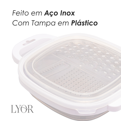 Ralador 2 em 1 Inox com Pote Coletor de Alimentos e Tampa em Plástico - Lyor