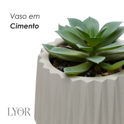 Cachepot com Sucelenta Artificial Prismatto 9cm x 10cm Cinza Cimento - Lyor