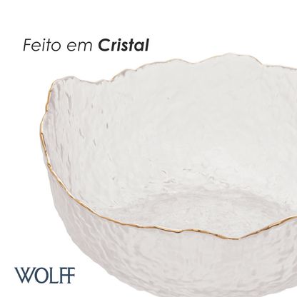 Bowl de Cristal Martelado com Borda Dourada Taj 19cm x 10cm - Wolff