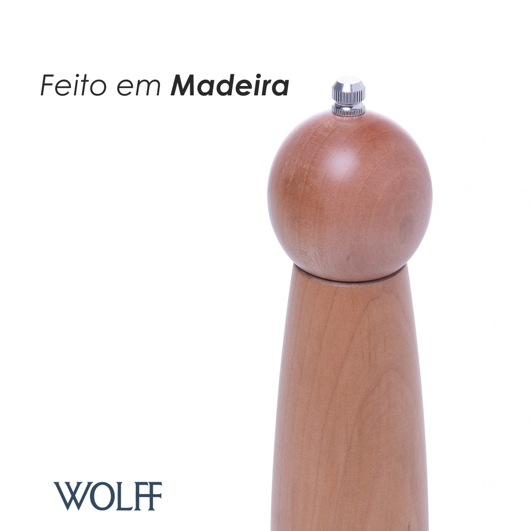Moedor para Sal e Pimenta 22cm x 6cm Natural Madeira - Wolff
