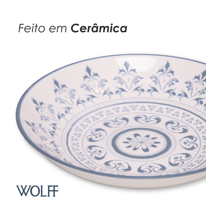 Prato Fundo Porto 21,5cm Azul Cerâmica - Wolff