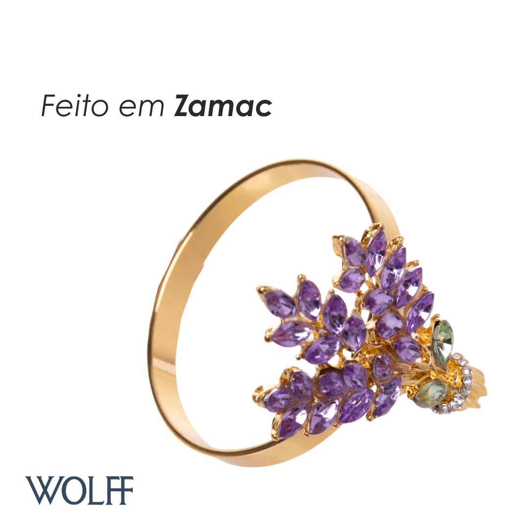 Conjunto 4 Anéis para Guardanapos Lavander Roxo Zamac - Wolff